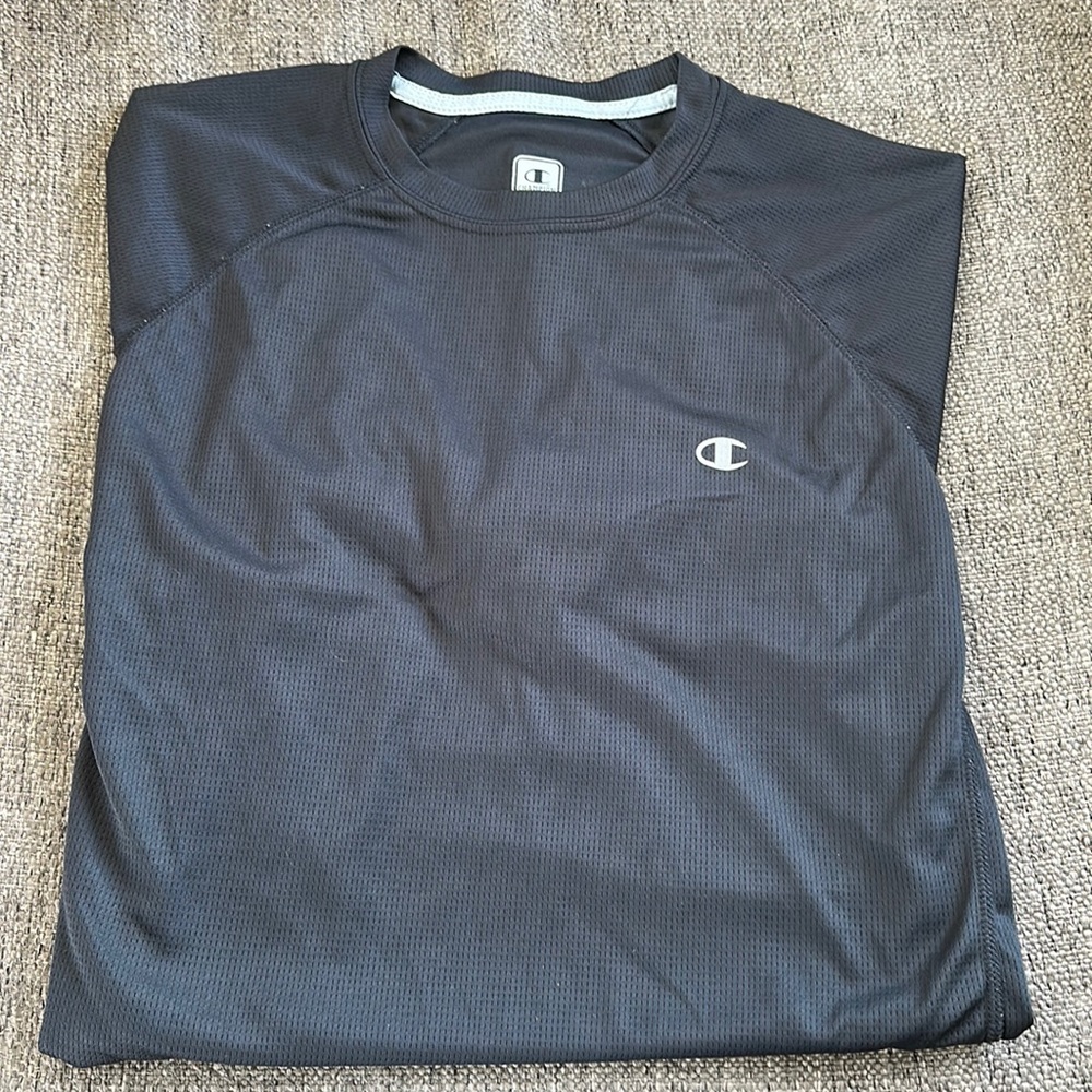 Champion Men's Black Short Sleeve Performance Workout Shirt Tech Size XL 🏃‍♂️